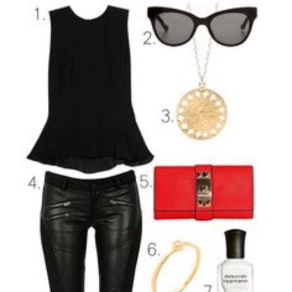 NY&C Black Sleeveless peplum top with crystal neck